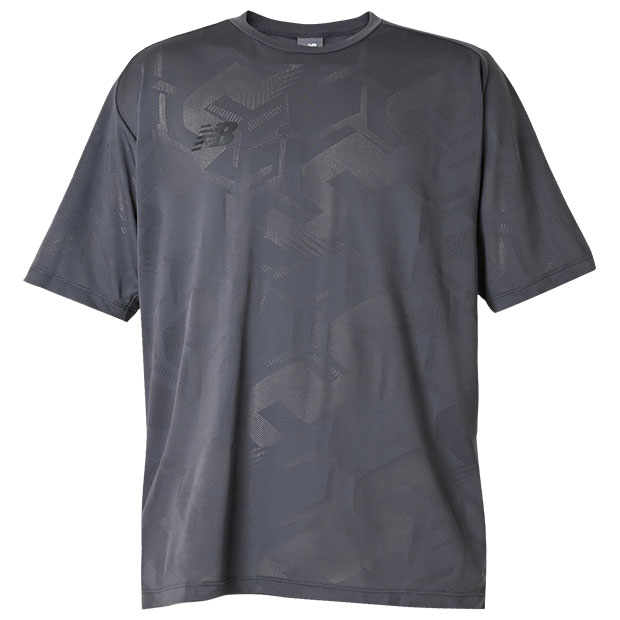 ジャガードメッシュニット半袖Tシャツ チャコールグレー