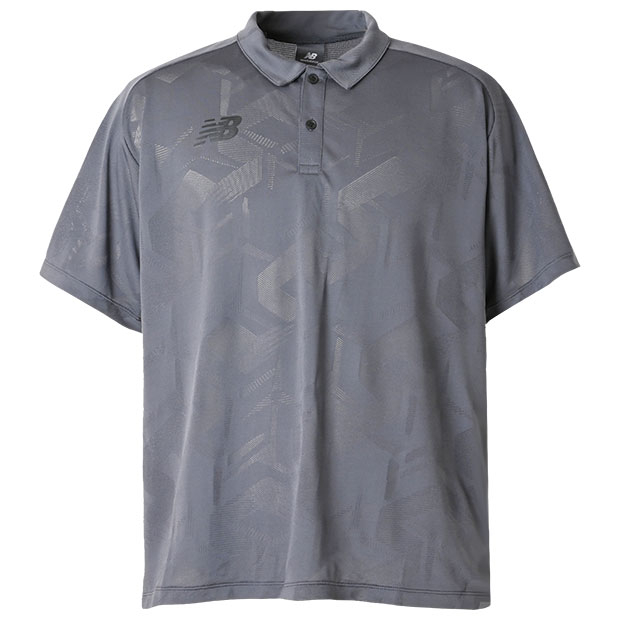 ジャガードメッシュニット半袖ポロシャツ チャコールグレー