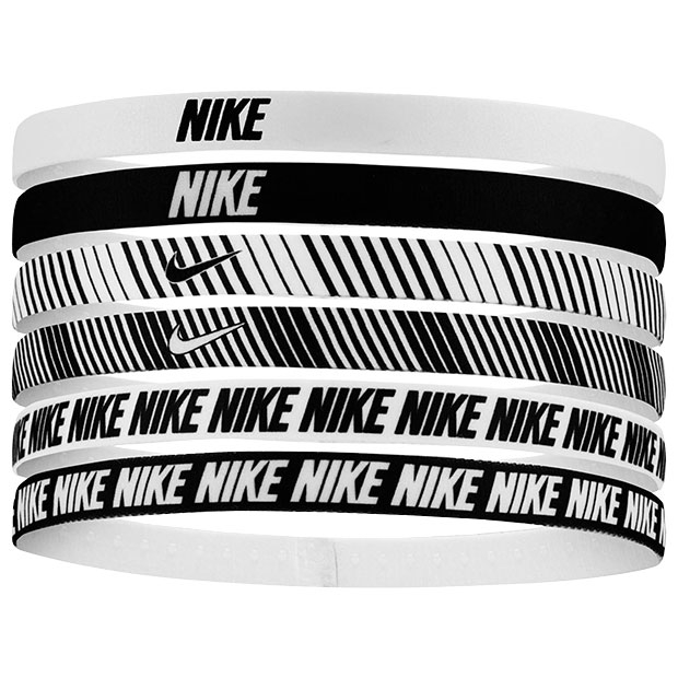 フレックス クラシック ヘッドバンド プリンテッド 6本パック ホワイト×ブラック