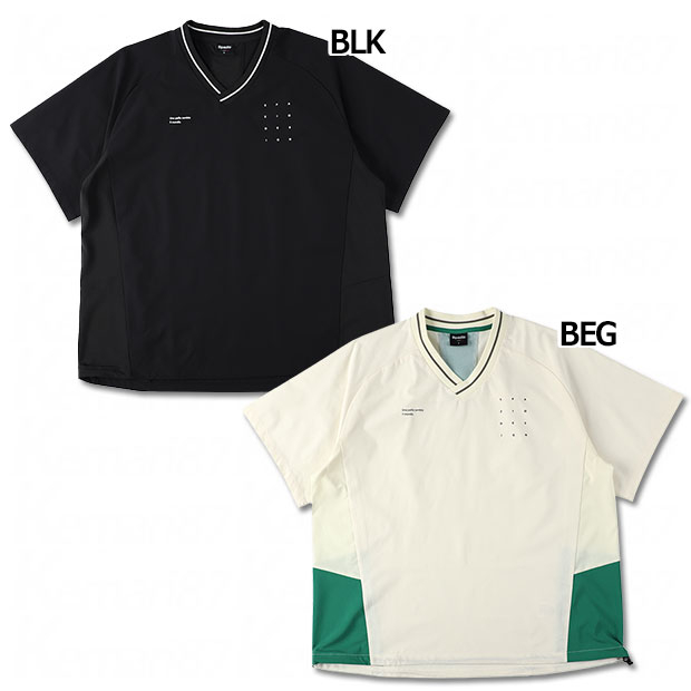 Vネック切り替え半袖ピステ