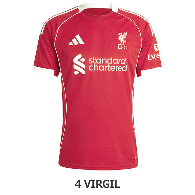 リバプールFC VIRGIL 4 ユニフォーム　ファンダイク キッズフィルジル・ファン・ダイク#4赤 黄 白ホームシャツ2024