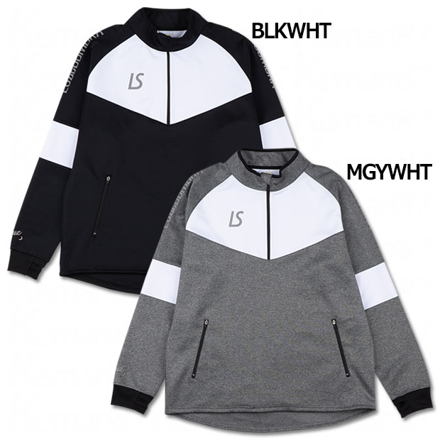 シングルフェイスジャージハーフジップトップ