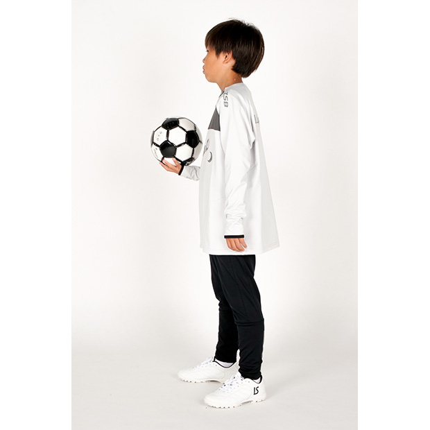 LZ 2WAYサイドジップクルートップ　ライトグレー×チャコール　サッカーフットサルウェアーl12320 ポイント10倍ジュニア LZ 2WAYサイドジップクルートップ ライト