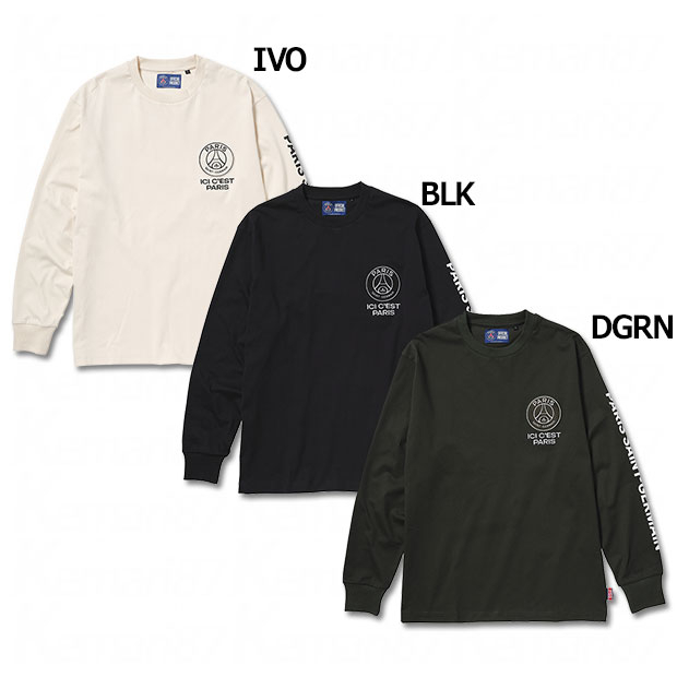 パリサンジェルマン スエードエンブレム & スリーブロゴ 長袖Tシャツ