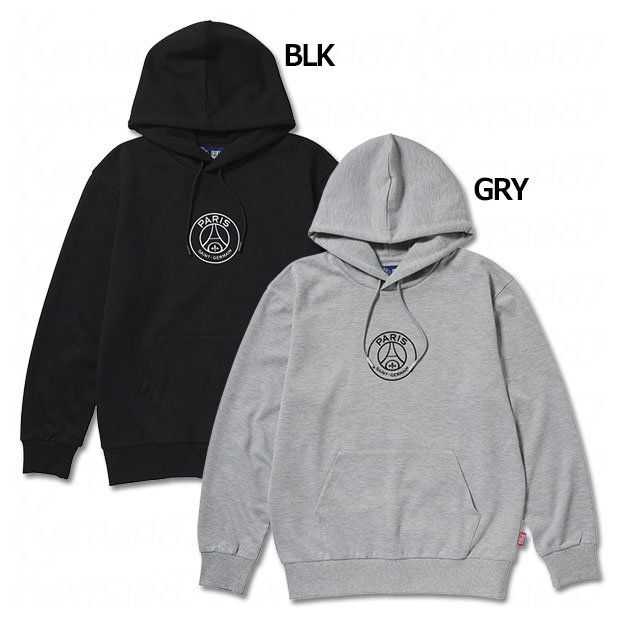 パリサンジェルマン エンブレムロゴ & バックプリント テックフリースプルオーバーフーディ